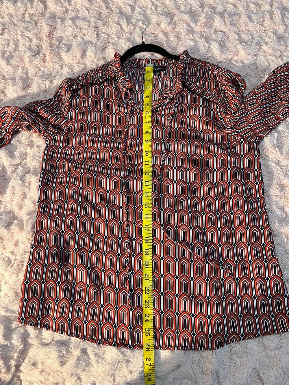 CeCe Red Geometric Ruffle-Neck Blouse - Picture 7 of 7
